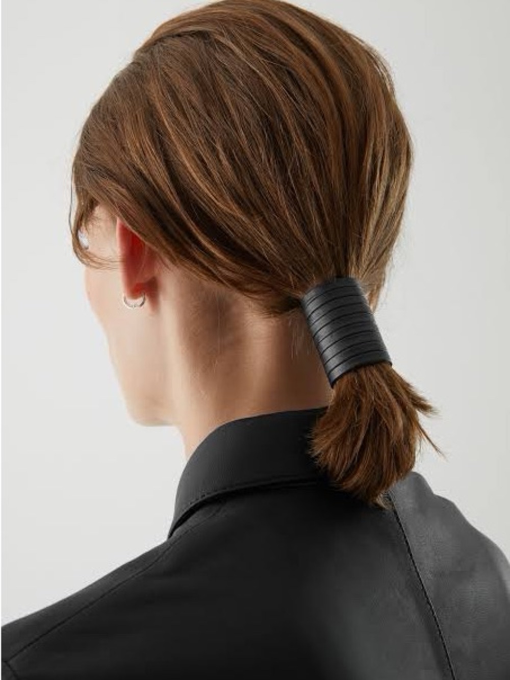 COS Black Leather-Wrapped Ponytail Cuff
